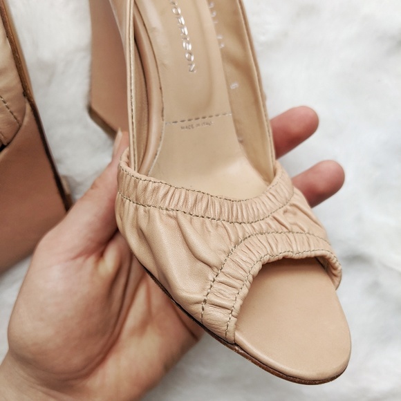 Sigerson Morrison NWT Leather Nude Wedge Heels - Picture 10 of 15